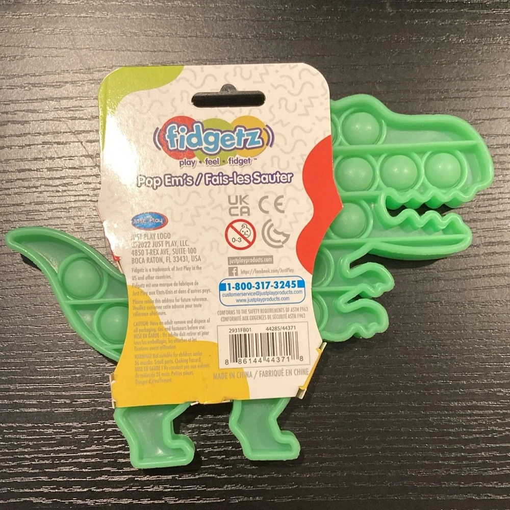 Pop-Its Set of 4 includes Glow In Dark Dinosaur New Kids Sensory Autism Fidget